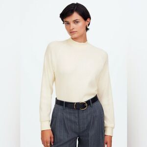 Madewell XL Ivory Waffle Knit Mock Neck Long Sleeve Thermal Top